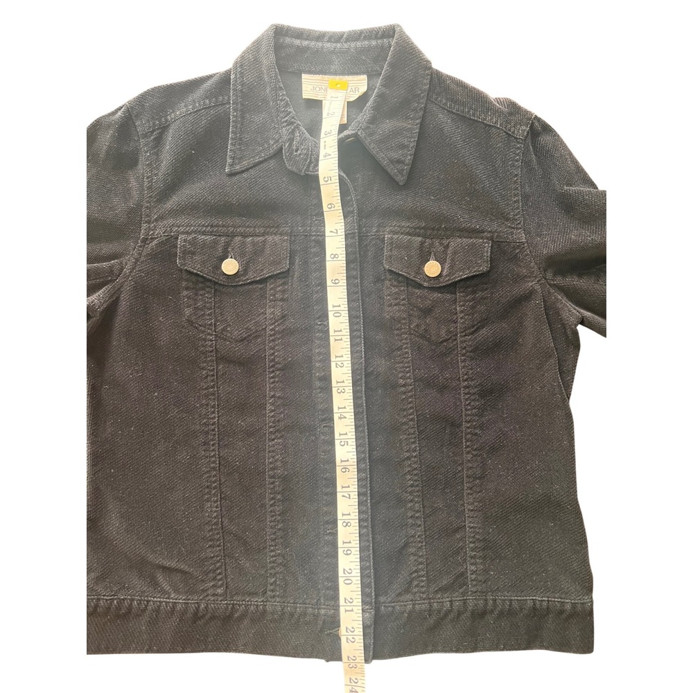 Jones Wear Sport Black Trucker Jacket Women Size 8 Cotton Button Up - Picture 6 of 7
